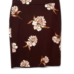 Ann Taylor Factory Petite Floral Pencil Skirt Size 2P – Brown with Print
